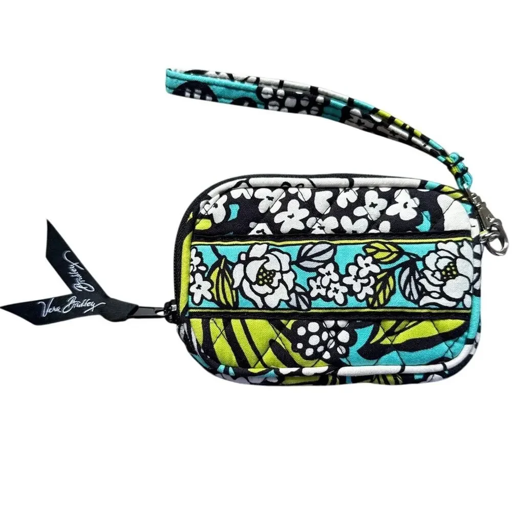 Vera Bradley Tiny Wristlet Coin Purse in Island Blooms Blue Green NEW